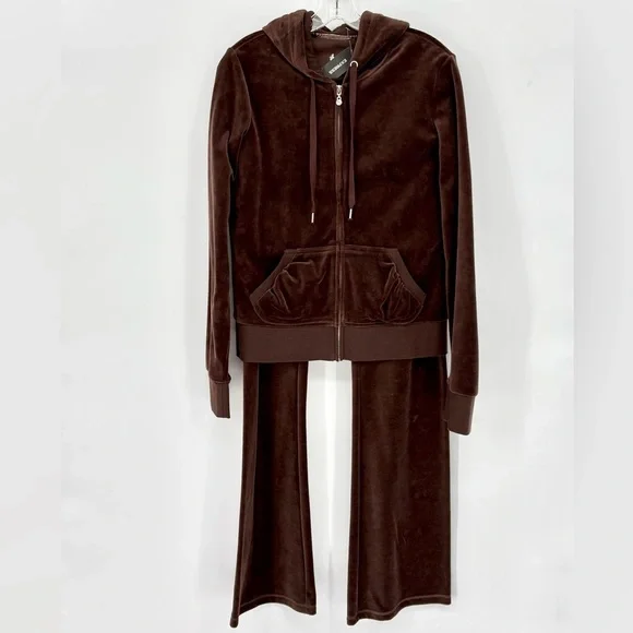 Express Brown Velour Tracksuit - Picture 1 of 10